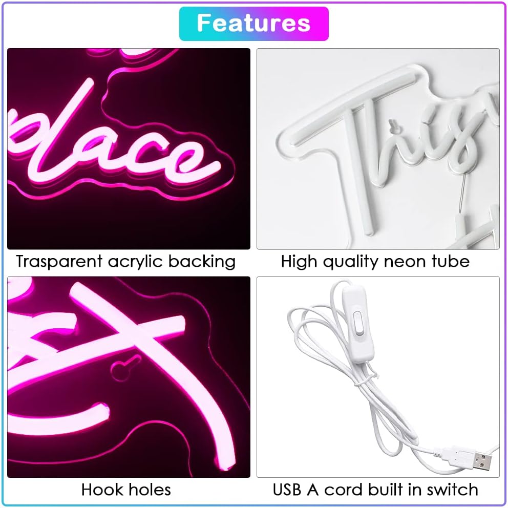 This Must Be The Place LED Neon Sign – Aesthetic Wall Decor for Home & Business