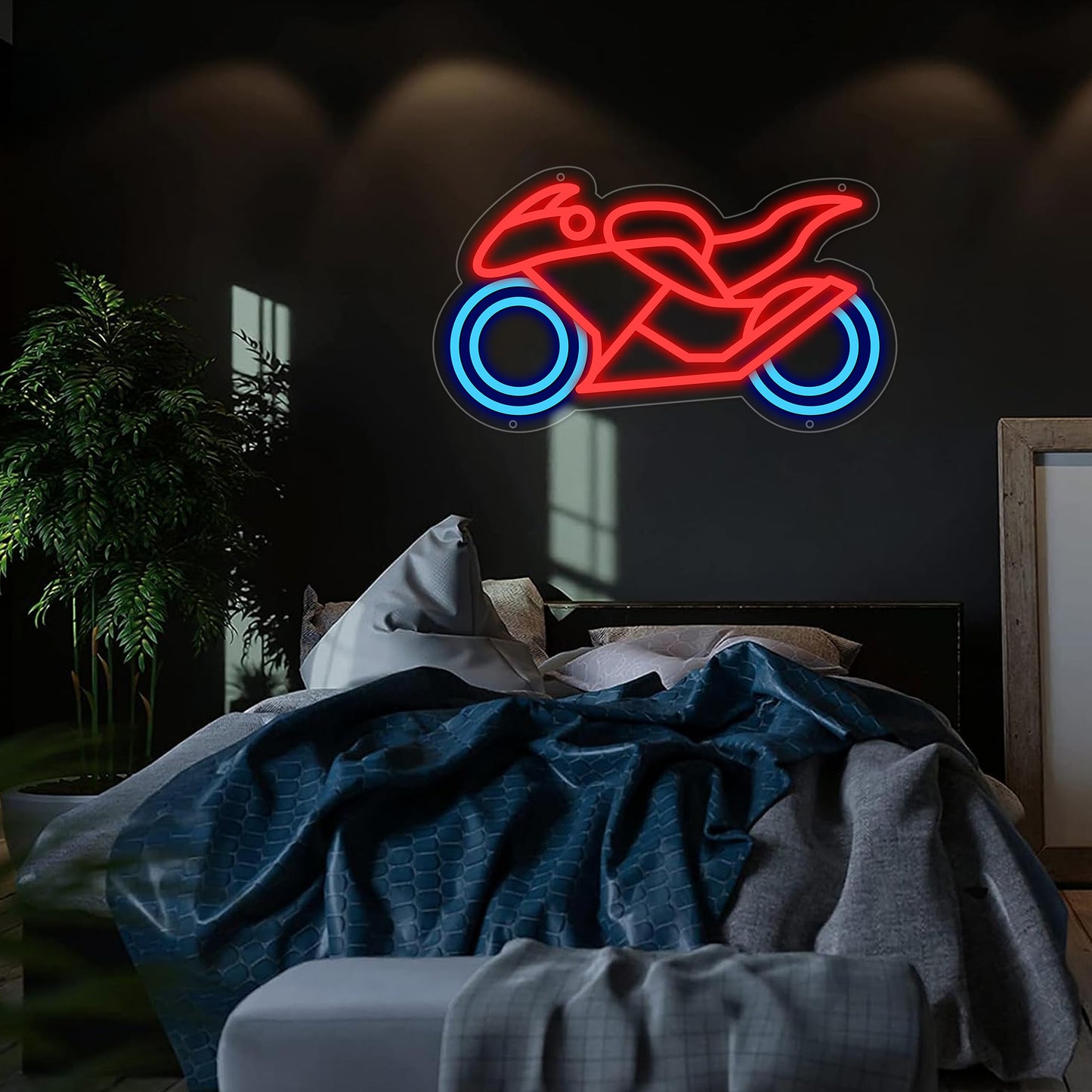 Motor Neon Signs for Wall Decor Poker Teens Led Neon Light Blue White Usb Light Sign for Bedroom Casino Bar Hotel Play Room Birthday Party Decor - Deen neon