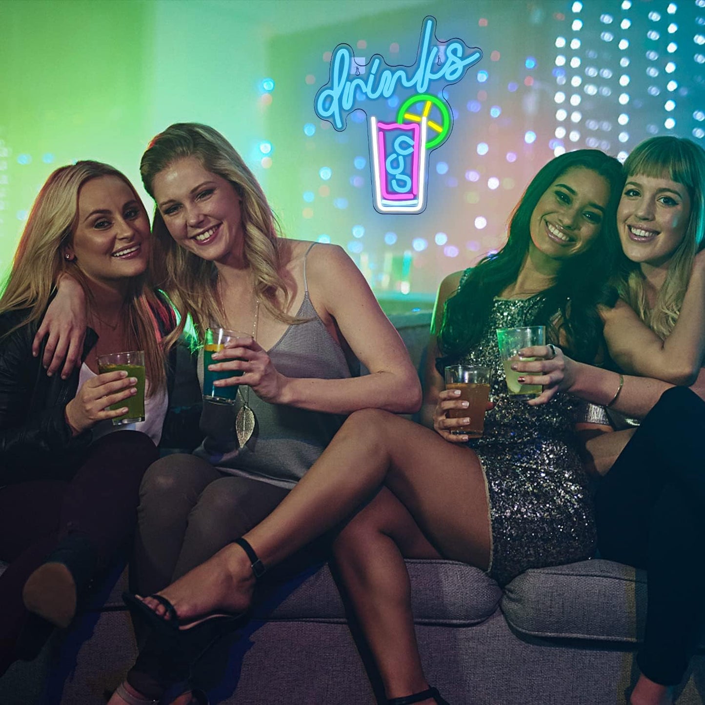 🍹 Drinks Neon Sign – LED Juice & Cocktail Light for Bar, Kitchen, and Café Decor - Deen neon