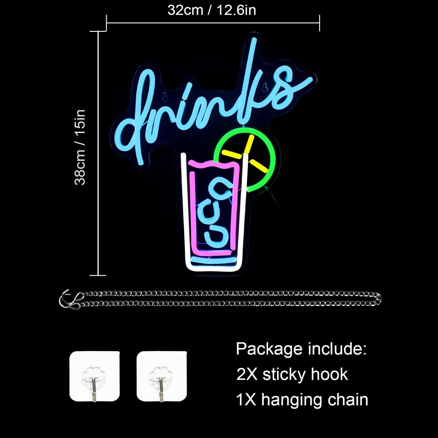 🍹 Drinks Neon Sign – LED Juice & Cocktail Light for Bar, Kitchen, and Café Decor - Deen neon