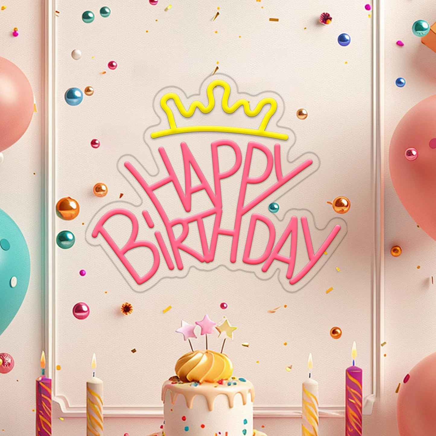 Happy Birthday Neon Sign for Wall Decor,Kids USB Powered Happy Birthday Led Sign, Reusable Happy Birthday Light Up Sign for Boys and Girls, Light Up Sign for Bedroom and Livingroom - Deen neon