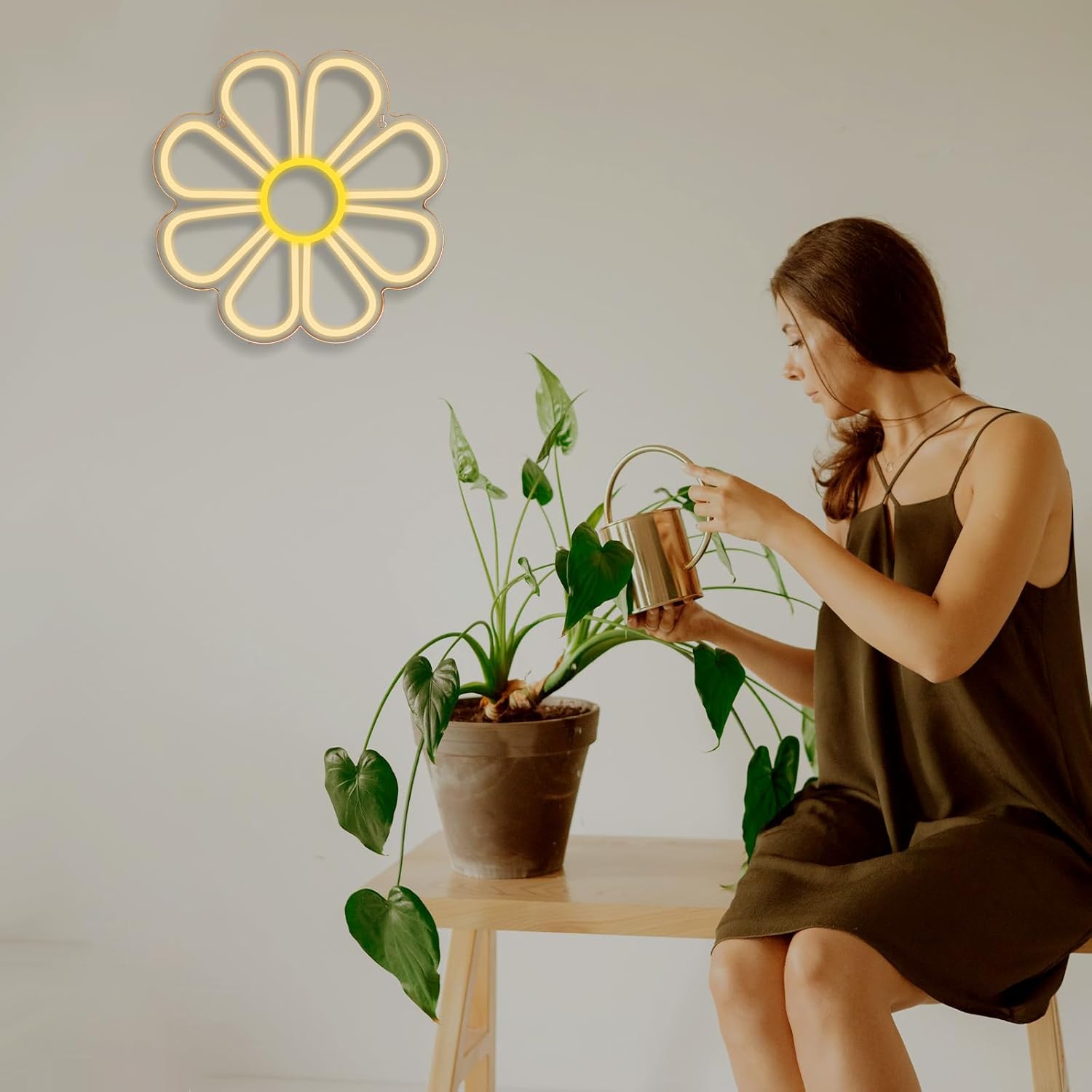 8-Petal Flower Neon Sign - LED Daisy Light for Aesthetic & Cozy Wall Decor - Deen neon