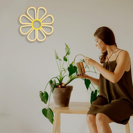 8-Petal Flower Neon Sign - LED Daisy Light for Aesthetic & Cozy Wall Decor - Deen neon