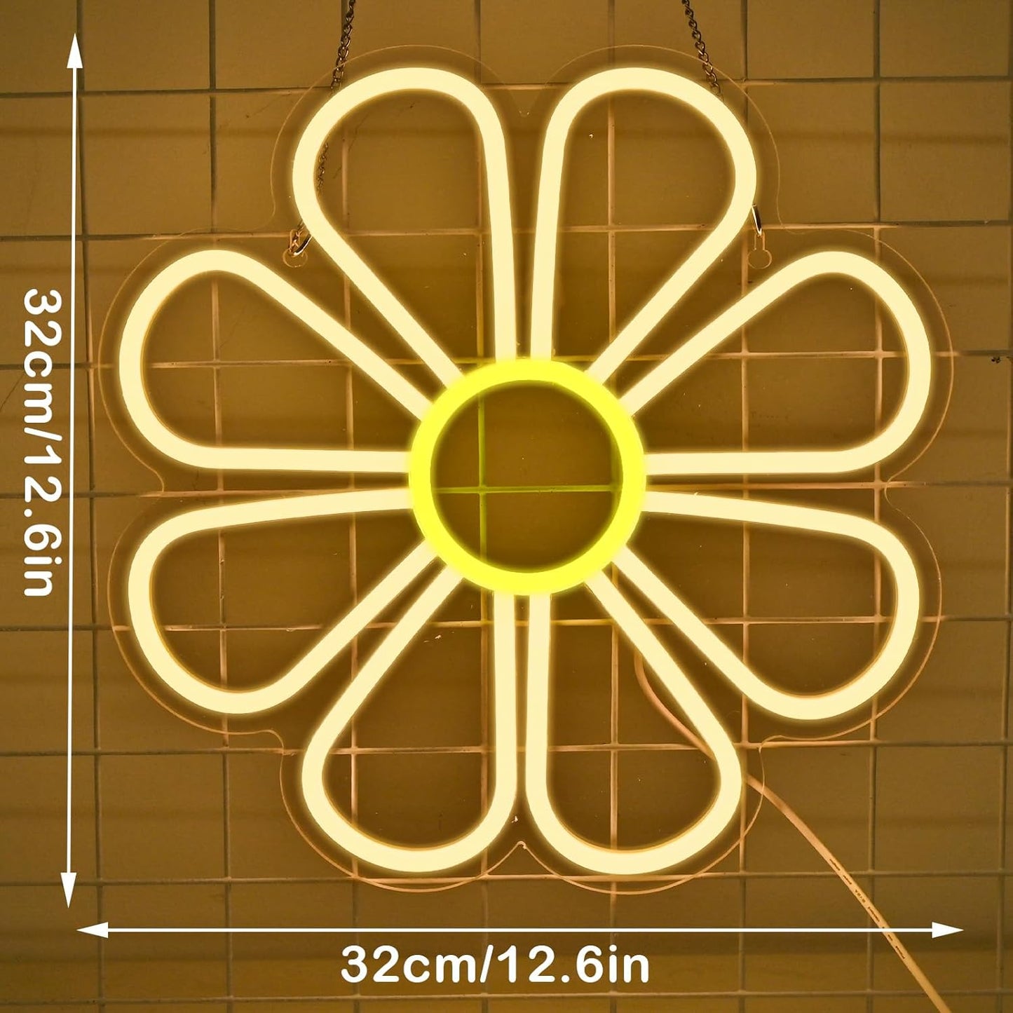 8-Petal Flower Neon Sign - LED Daisy Light for Aesthetic & Cozy Wall Decor - Deen neon