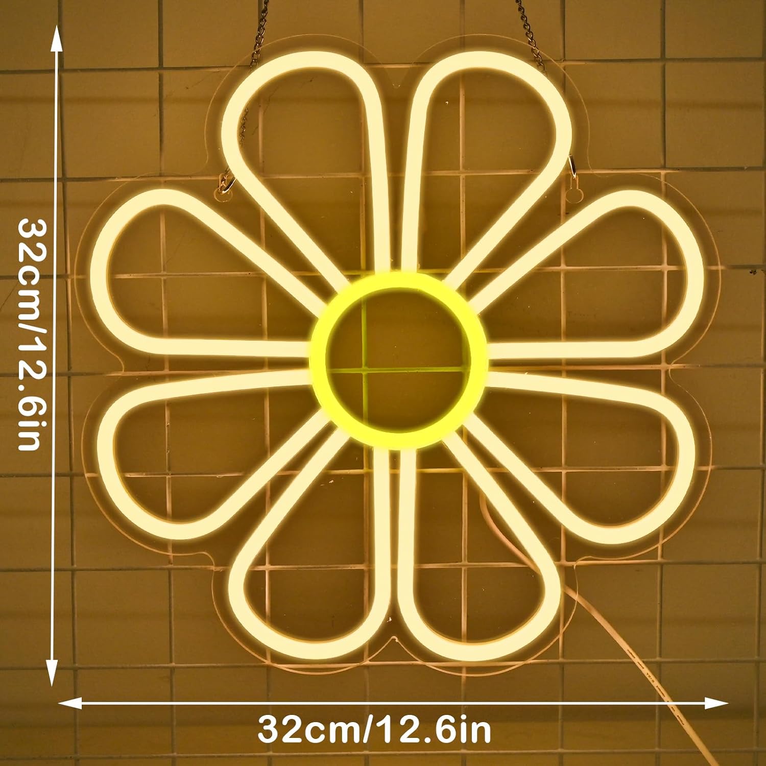 8-Petal Flower Neon Sign - LED Daisy Light for Aesthetic & Cozy Wall Decor - Deen neon