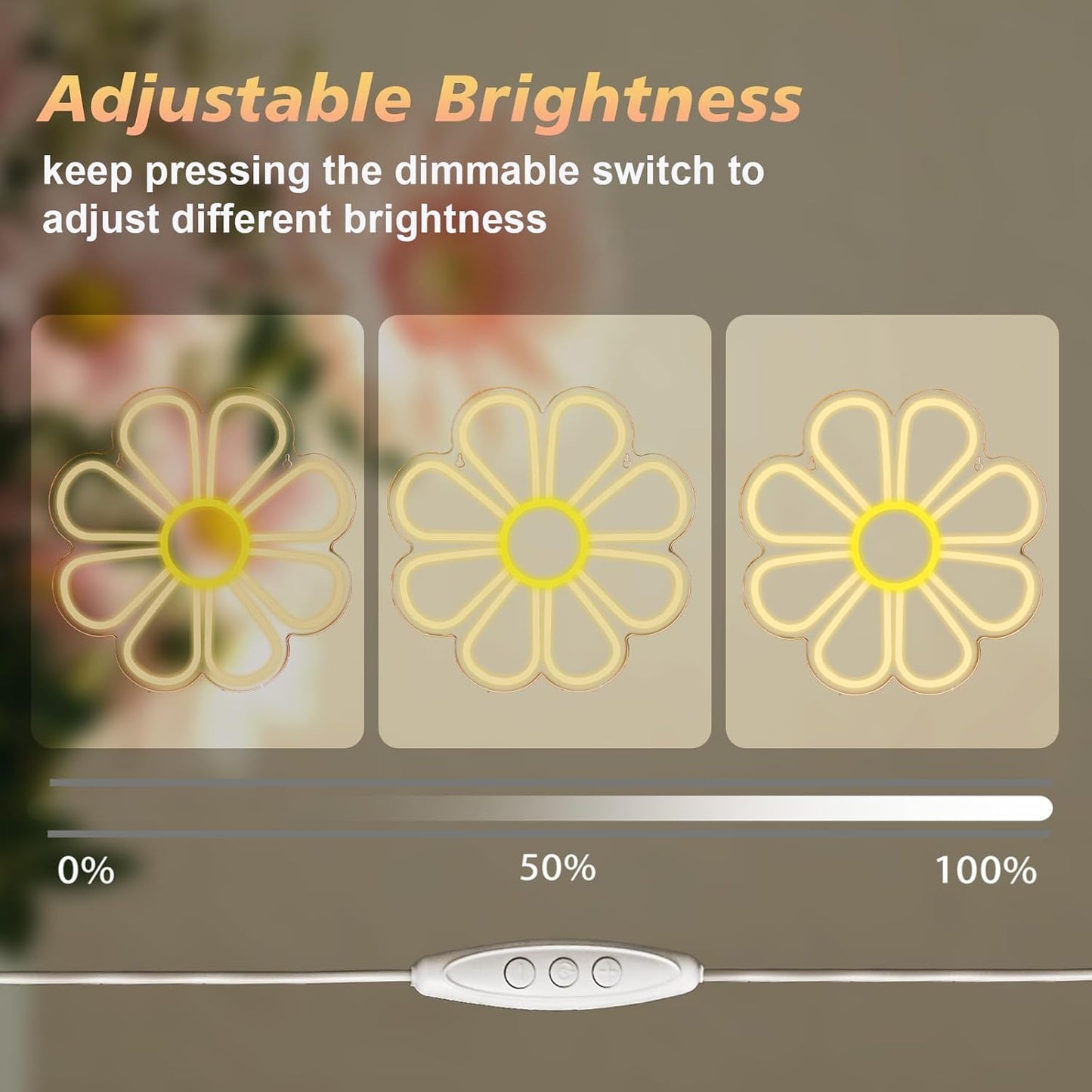 8-Petal Flower Neon Sign - LED Daisy Light for Aesthetic & Cozy Wall Decor - Deen neon