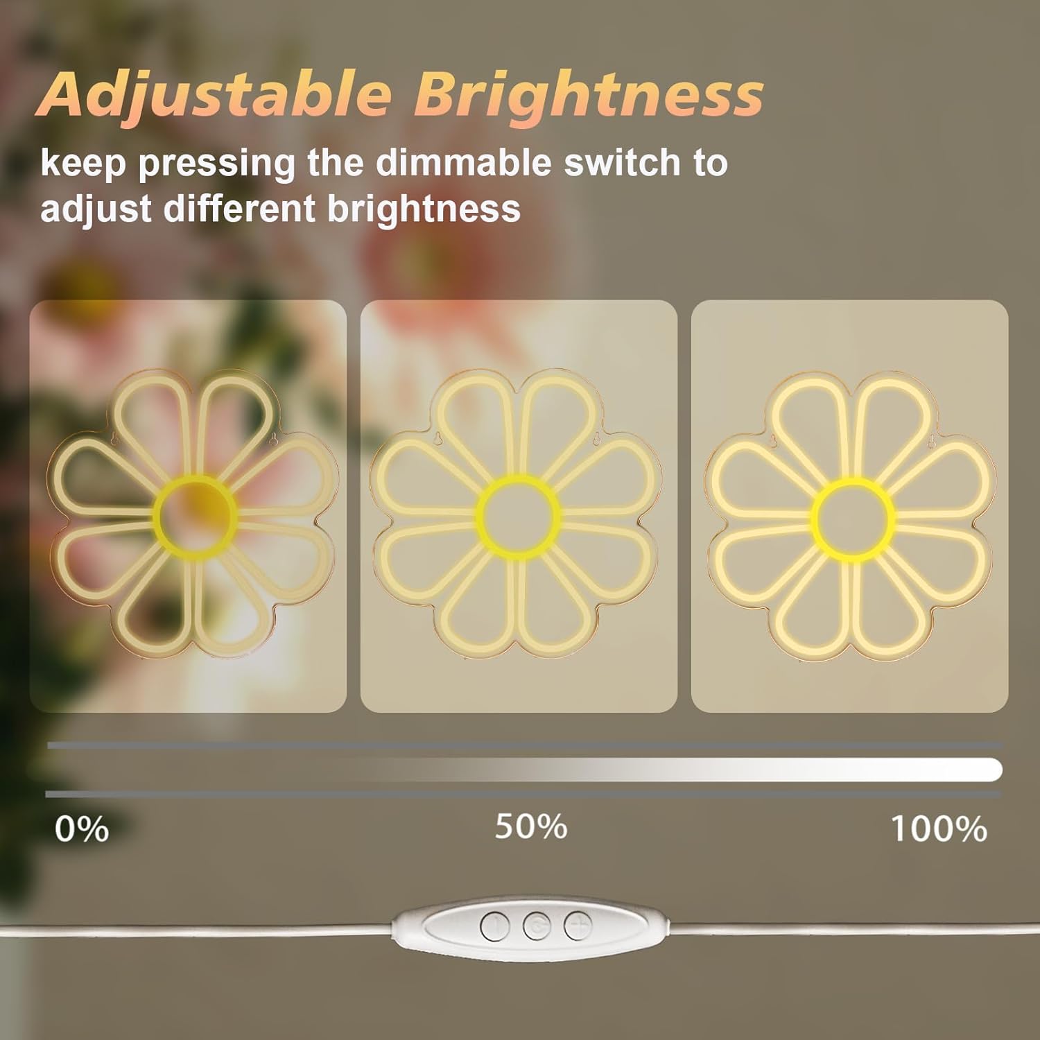 8-Petal Flower Neon Sign - LED Daisy Light for Aesthetic & Cozy Wall Decor - Deen neon
