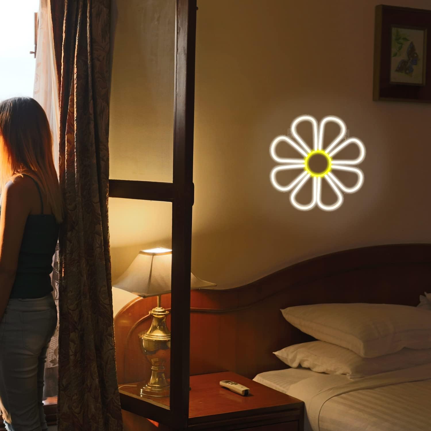 8-Petal Flower Neon Sign - LED Daisy Light for Aesthetic & Cozy Wall Decor - Deen neon