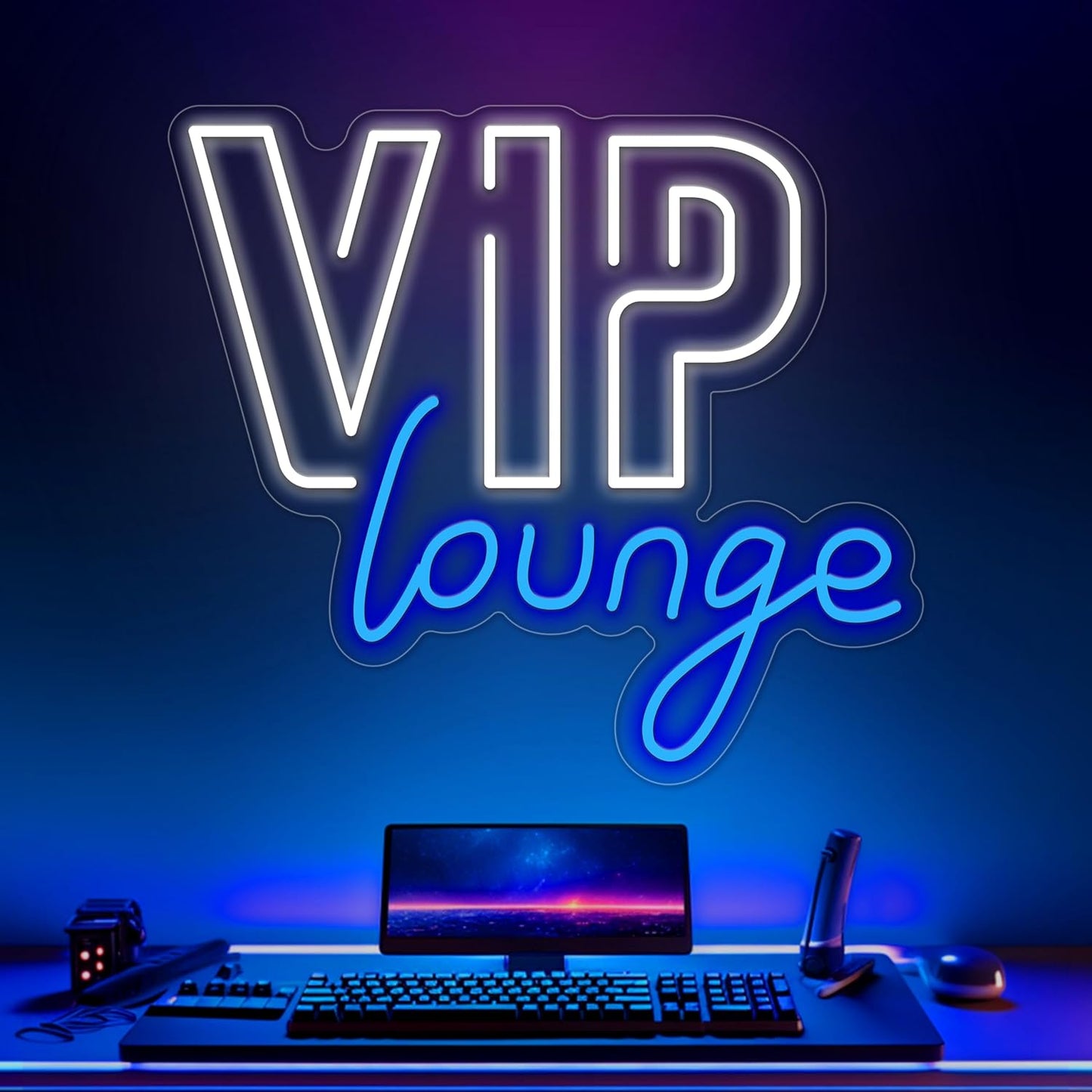 VIP Lounge Neon Signs for Wall Decor, VIP Neon Lights Signs for Room Decor, Led Light Up Sign with USB Powered for Bar, Hotel, Cafe, VIP Room, Home Decoration - Deen neon