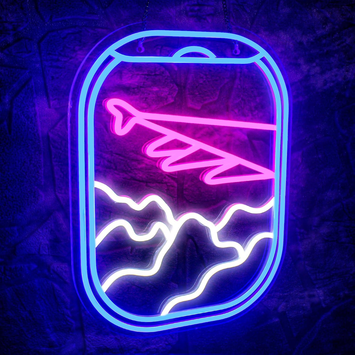 Airplane Window View Neon Sign - LED Wall Light for Travel Lovers & Home Decor