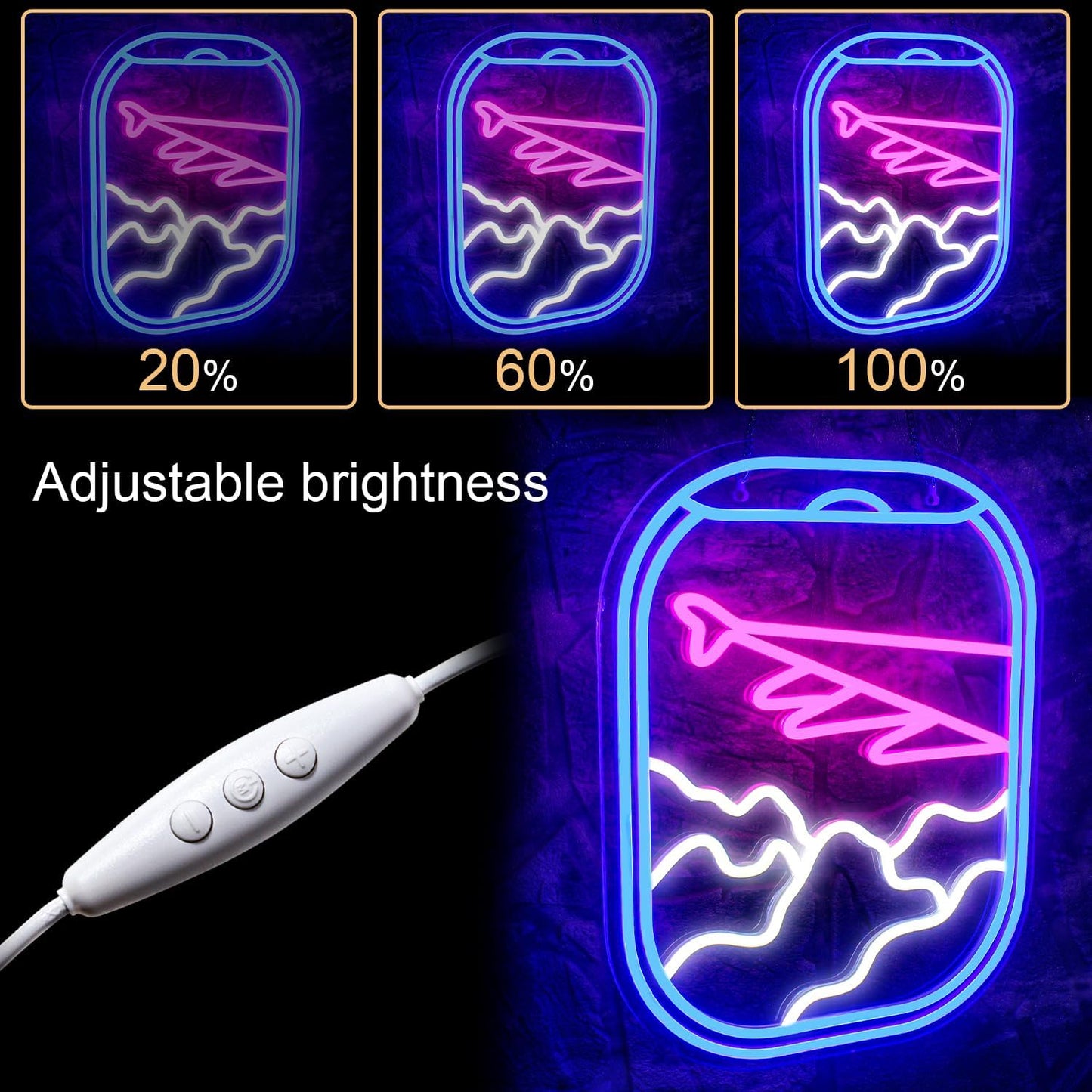Airplane Window View Neon Sign - LED Wall Light for Travel Lovers & Home Decor