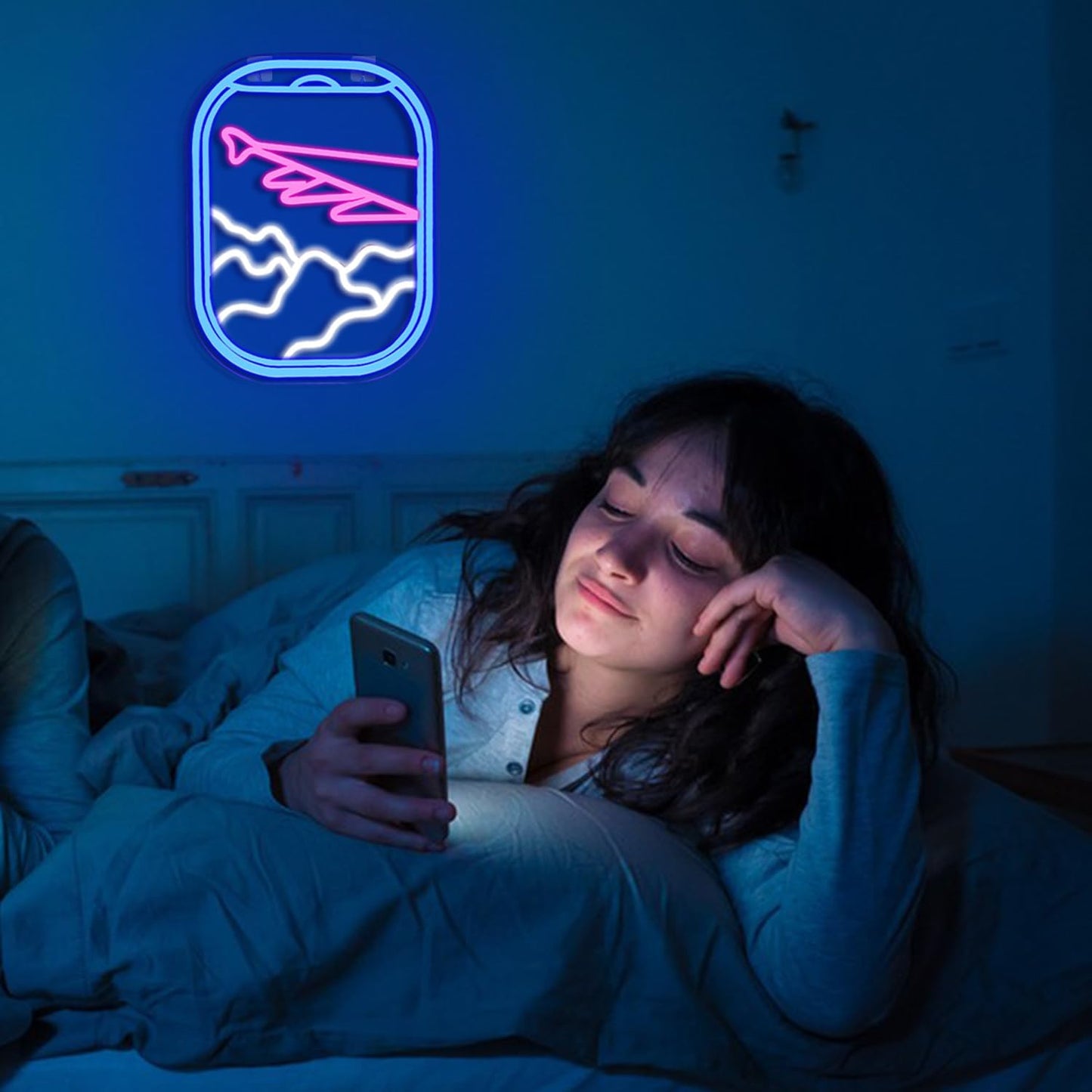 Airplane Window View Neon Sign - LED Wall Light for Travel Lovers & Home Decor