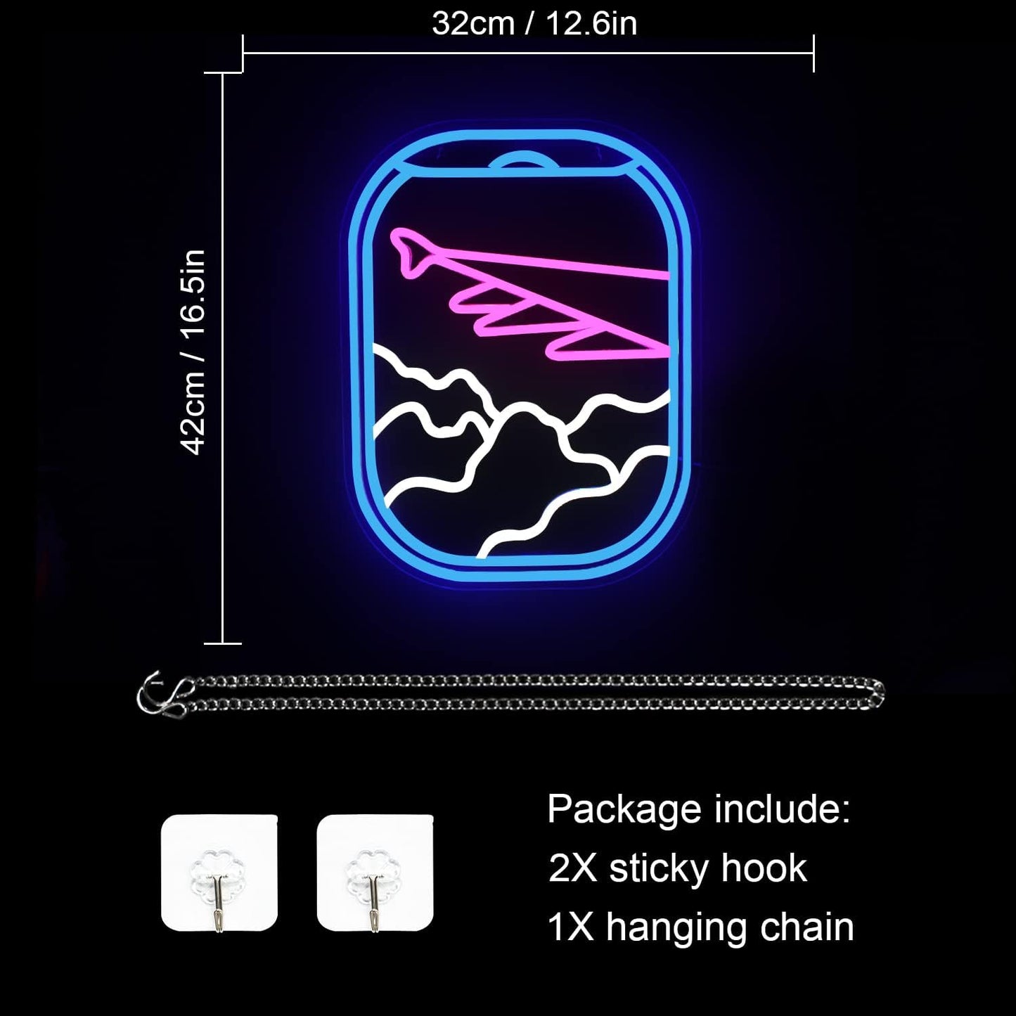 Airplane Window View Neon Sign - LED Wall Light for Travel Lovers & Home Decor
