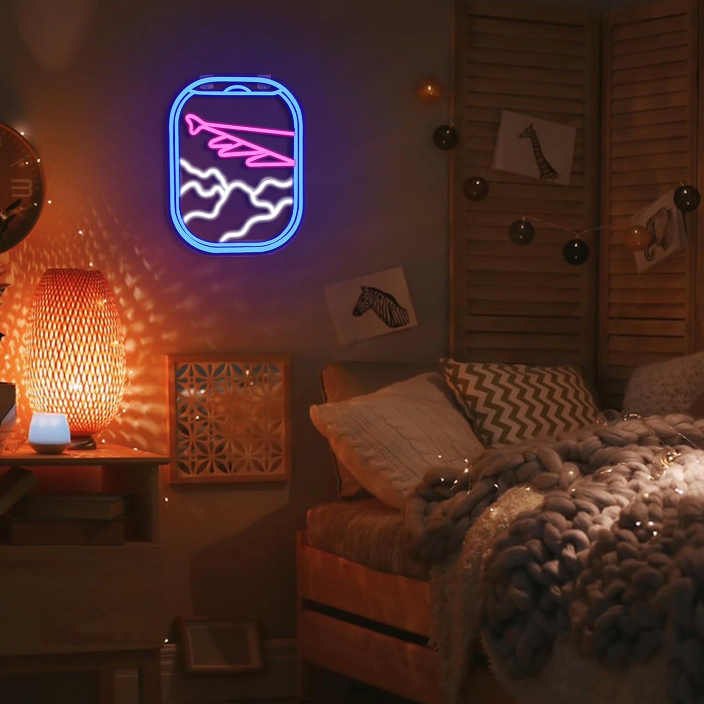Airplane Window View Neon Sign - LED Wall Light for Travel Lovers & Home Decor