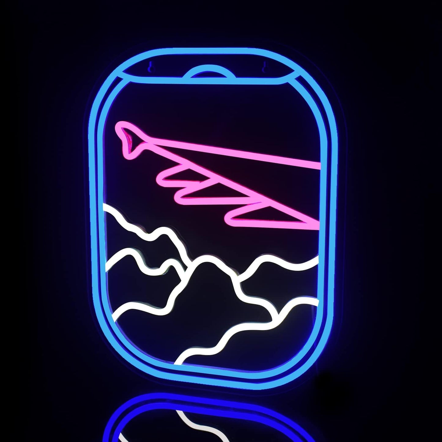 Airplane Window View Neon Sign - LED Wall Light for Travel Lovers & Home Decor