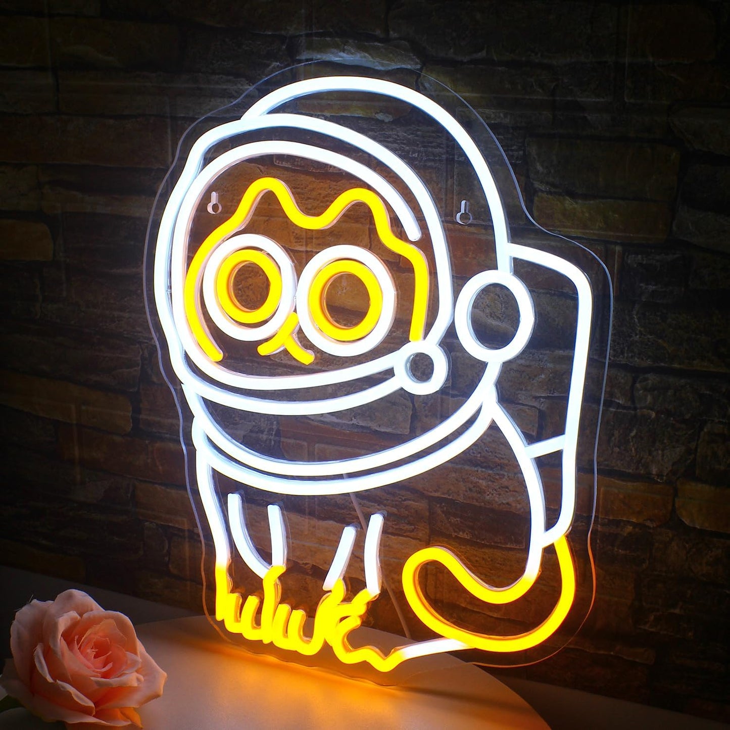 Astronaut Cat Neon Sign – Fun LED Light for Home & Space Decor