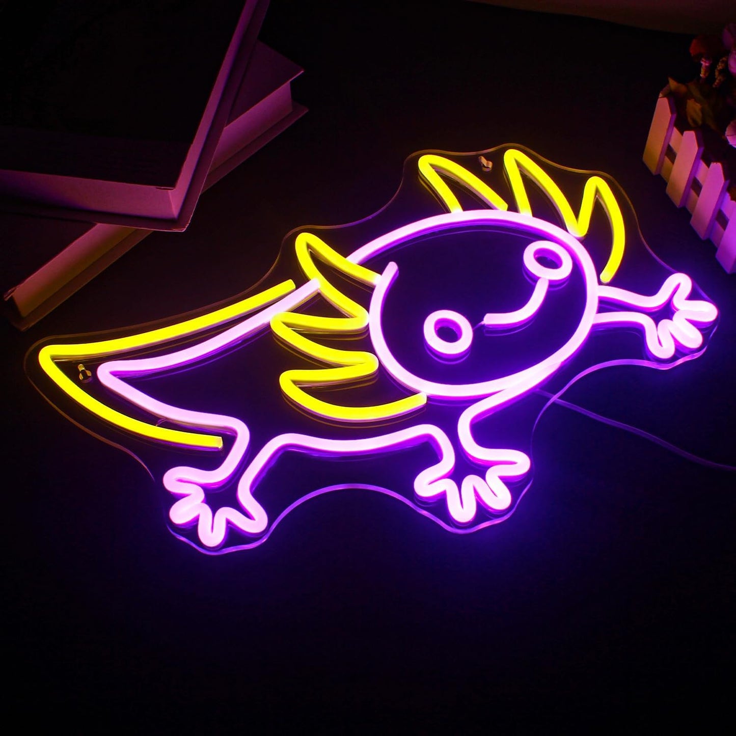Cute Axolotl LED Neon Sign Light – Fun Wall Decor for Bedroom or Gaming Room