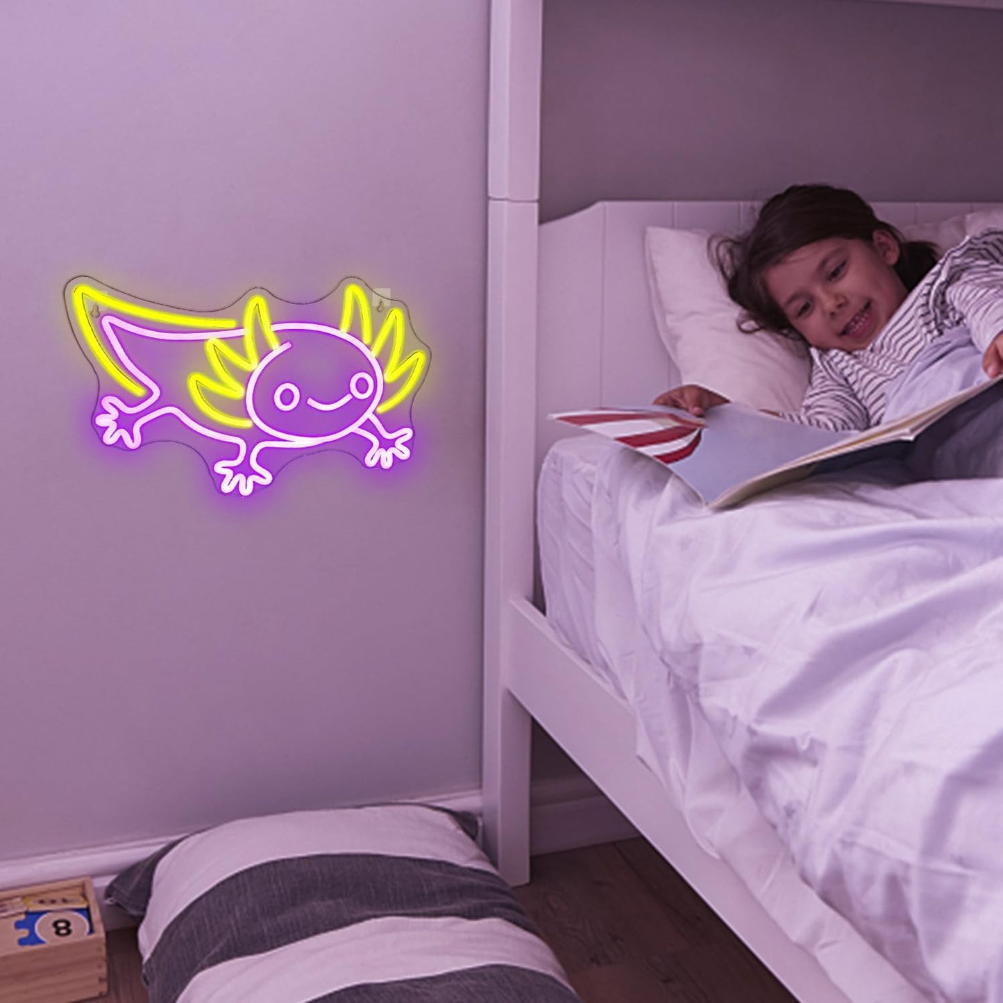 Cute Axolotl LED Neon Sign Light – Fun Wall Decor for Bedroom or Gaming Room