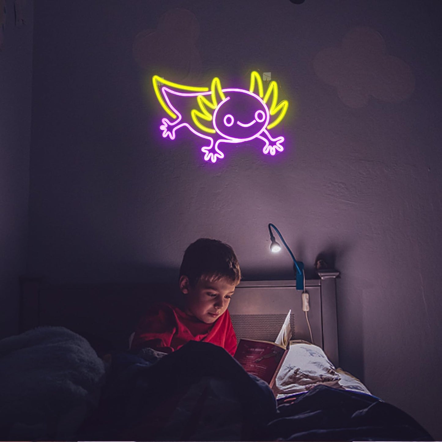 Cute Axolotl LED Neon Sign Light – Fun Wall Decor for Bedroom or Gaming Room