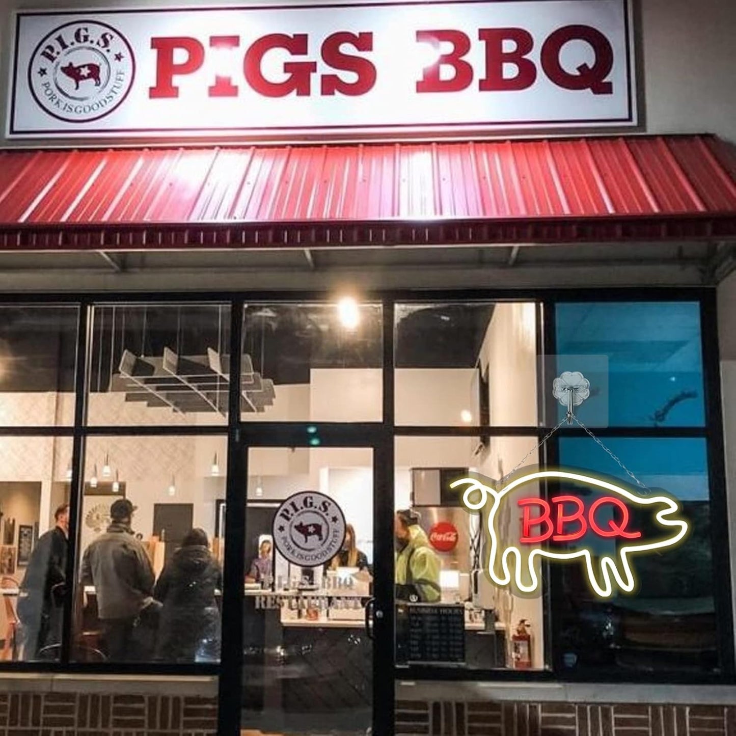 BBQ Neon Sign - LED Pig Shape Light for Barbecue Restaurants, Smokehouses & Food Stalls - Deen neon