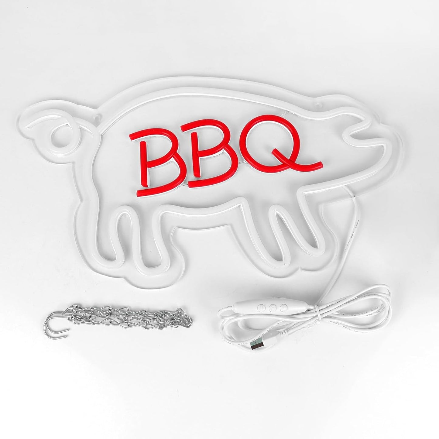 BBQ Neon Sign - LED Pig Shape Light for Barbecue Restaurants, Smokehouses & Food Stalls - Deen neon