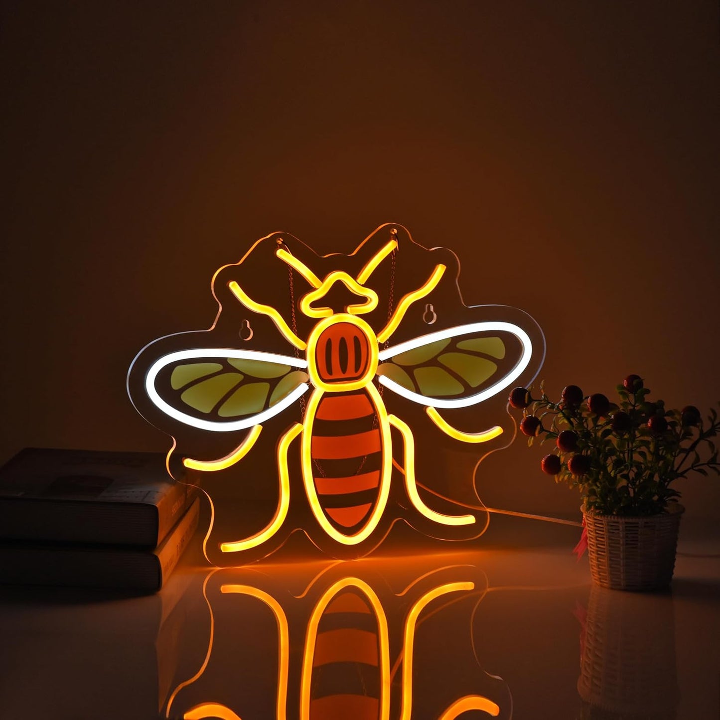 Cute bee LED neon sign for bedroom, nursery, cafe, or nature-themed decor