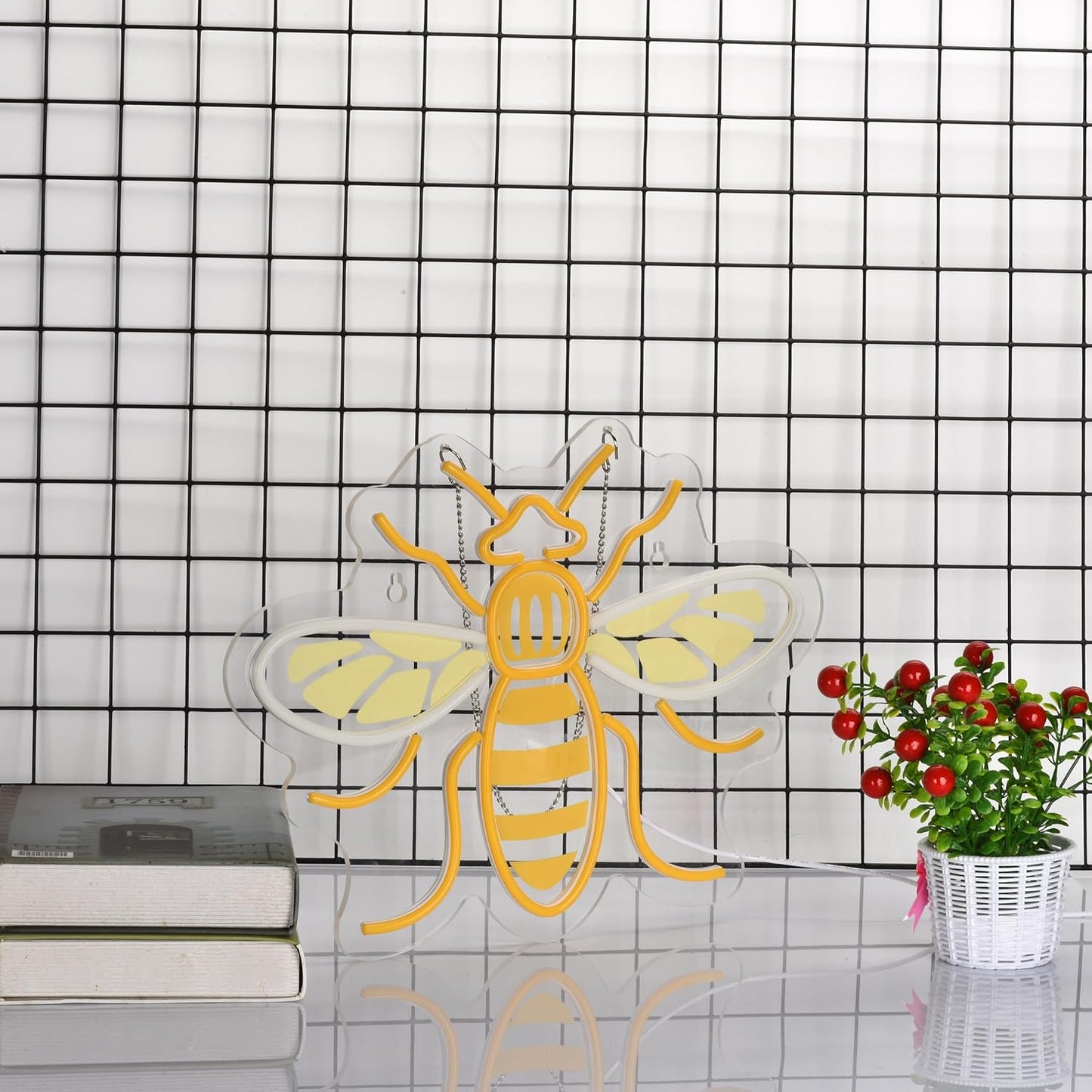 Cute bee LED neon sign for bedroom, nursery, cafe, or nature-themed decor