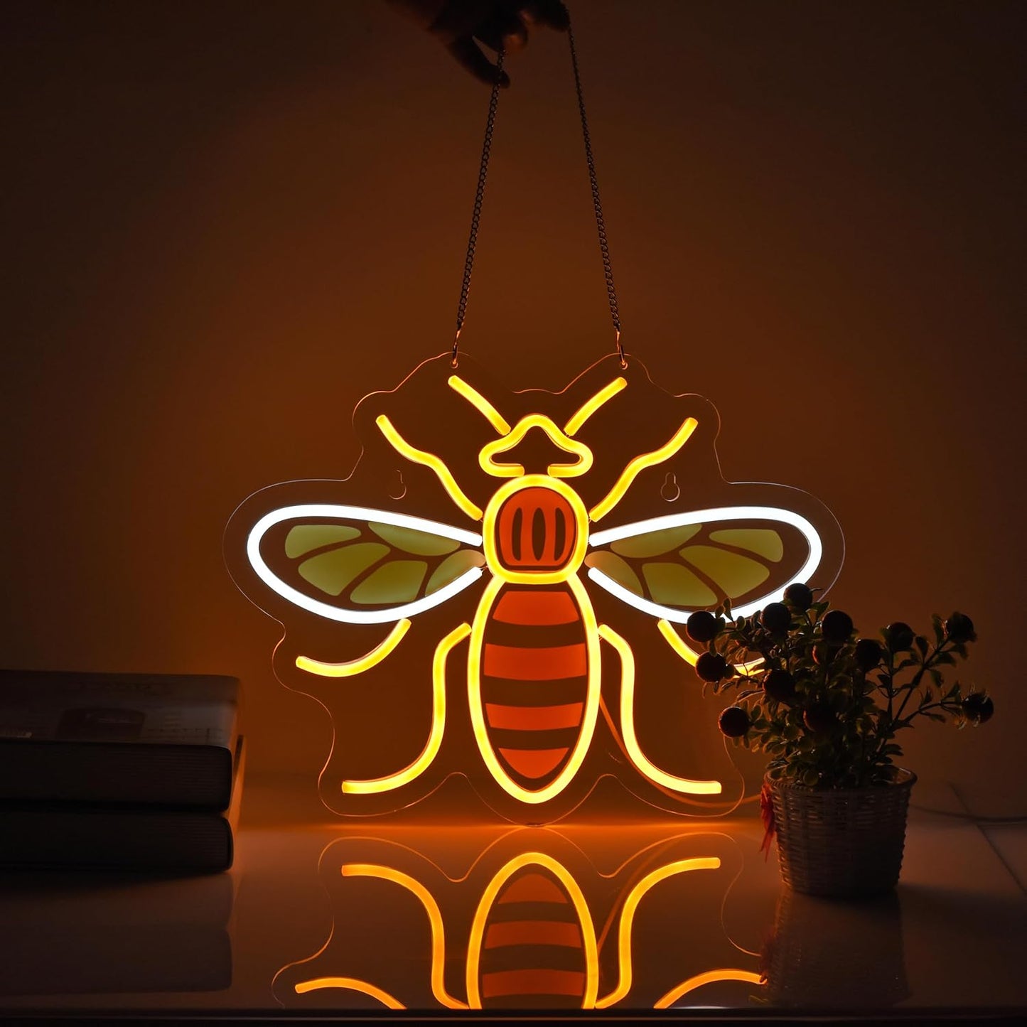 Cute bee LED neon sign for bedroom, nursery, cafe, or nature-themed decor