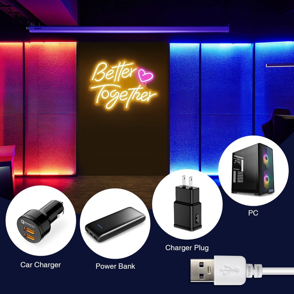 Better Together Neon Sign - LED Wall Light for Weddings & Home Decor