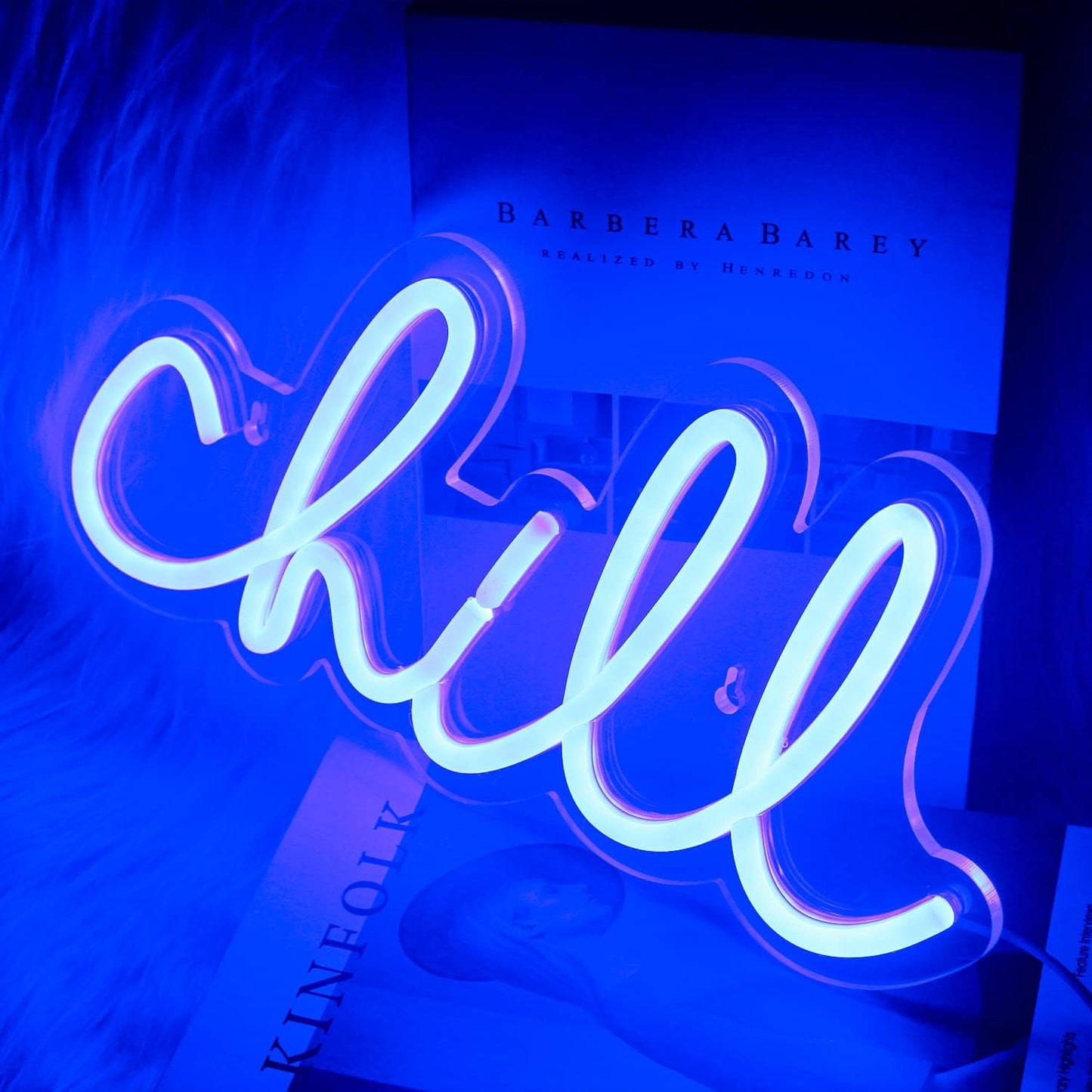 Blue 'Chill' Neon Sign - LED Wall Light for Bedroom, Bar & Game Room Decor - Deen neon