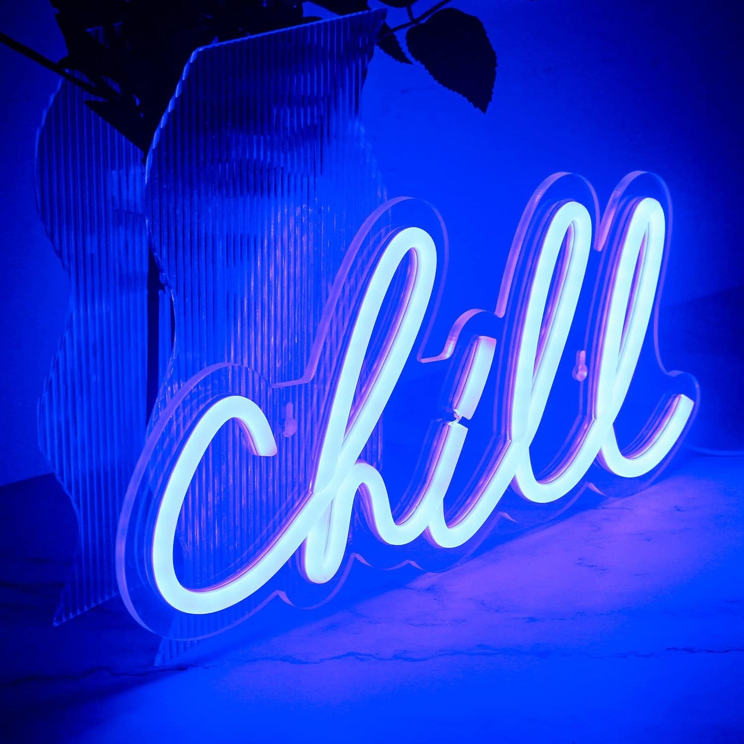 Blue 'Chill' Neon Sign - LED Wall Light for Bedroom, Bar & Game Room Decor - Deen neon