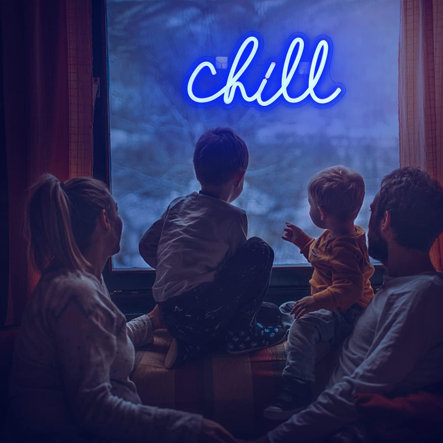 Blue 'Chill' Neon Sign - LED Wall Light for Bedroom, Bar & Game Room Decor - Deen neon