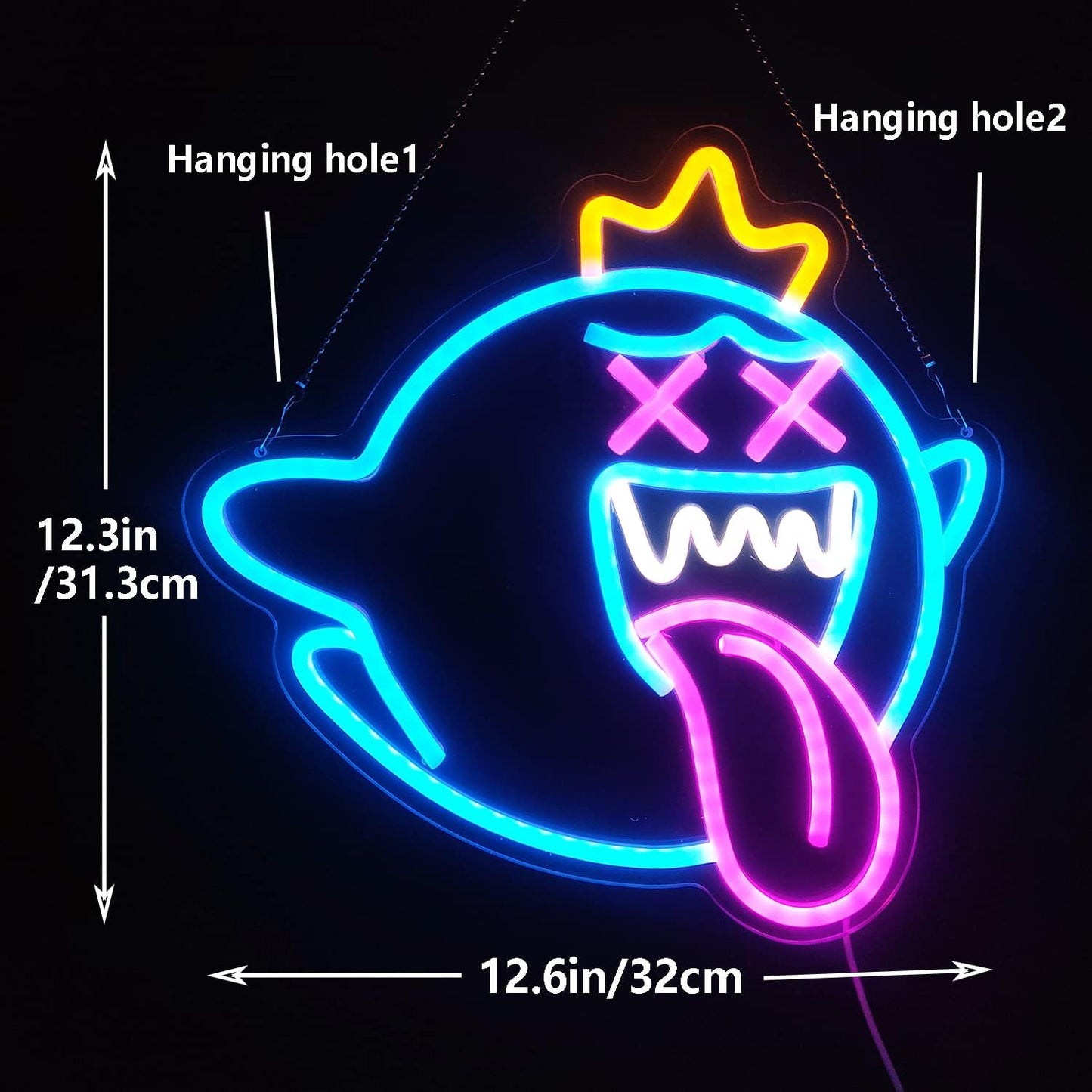Blue Ghost Neon Sign - LED Wall Light for Game Rooms, Bars & Halloween Decor - Deen neon