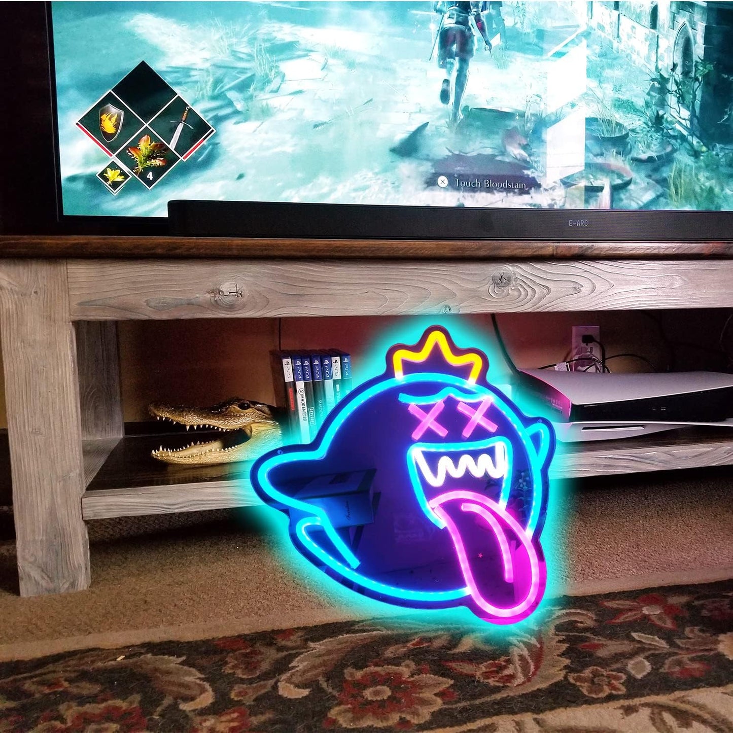 Blue Ghost Neon Sign - LED Wall Light for Game Rooms, Bars & Halloween Decor - Deen neon