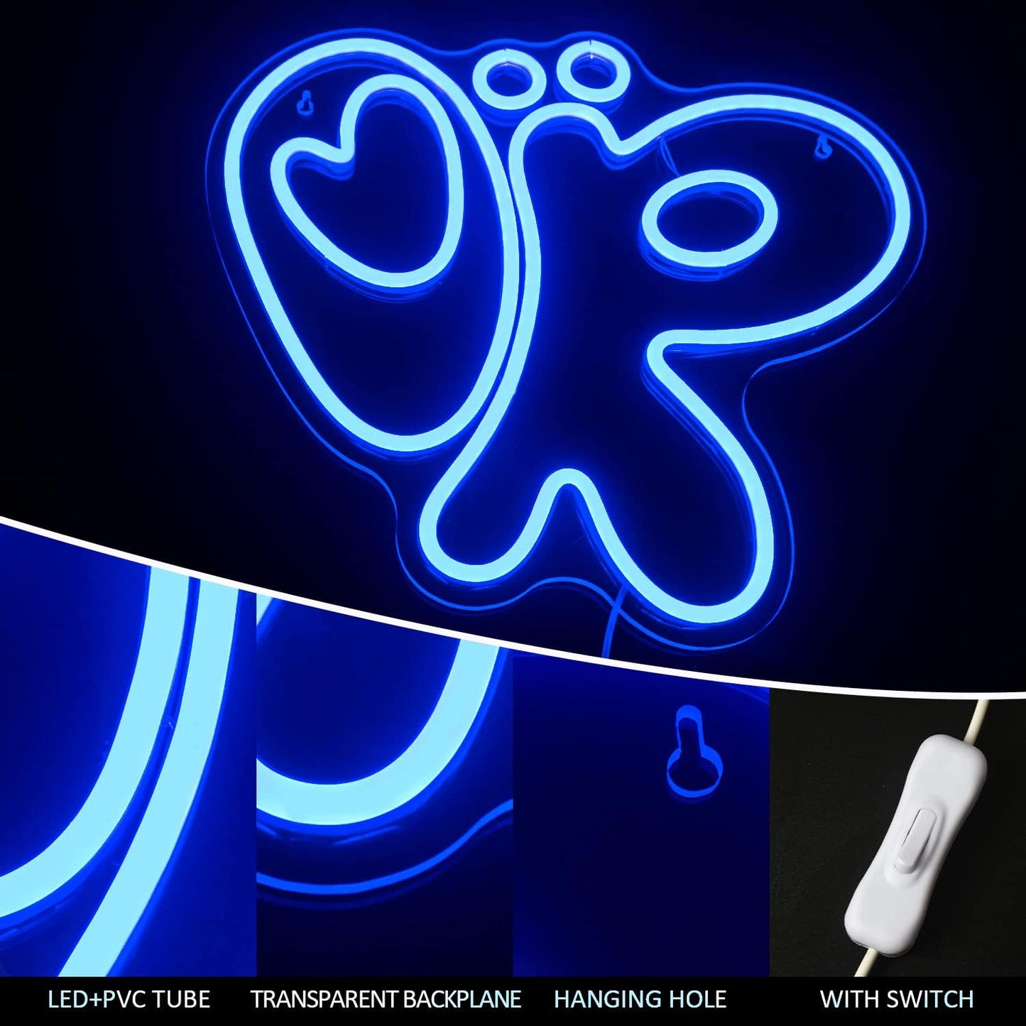 Blue Snail Neon Sign - OK Hand Gesture LED Wall Light for Bedroom & Cafe Decor - Deen neon