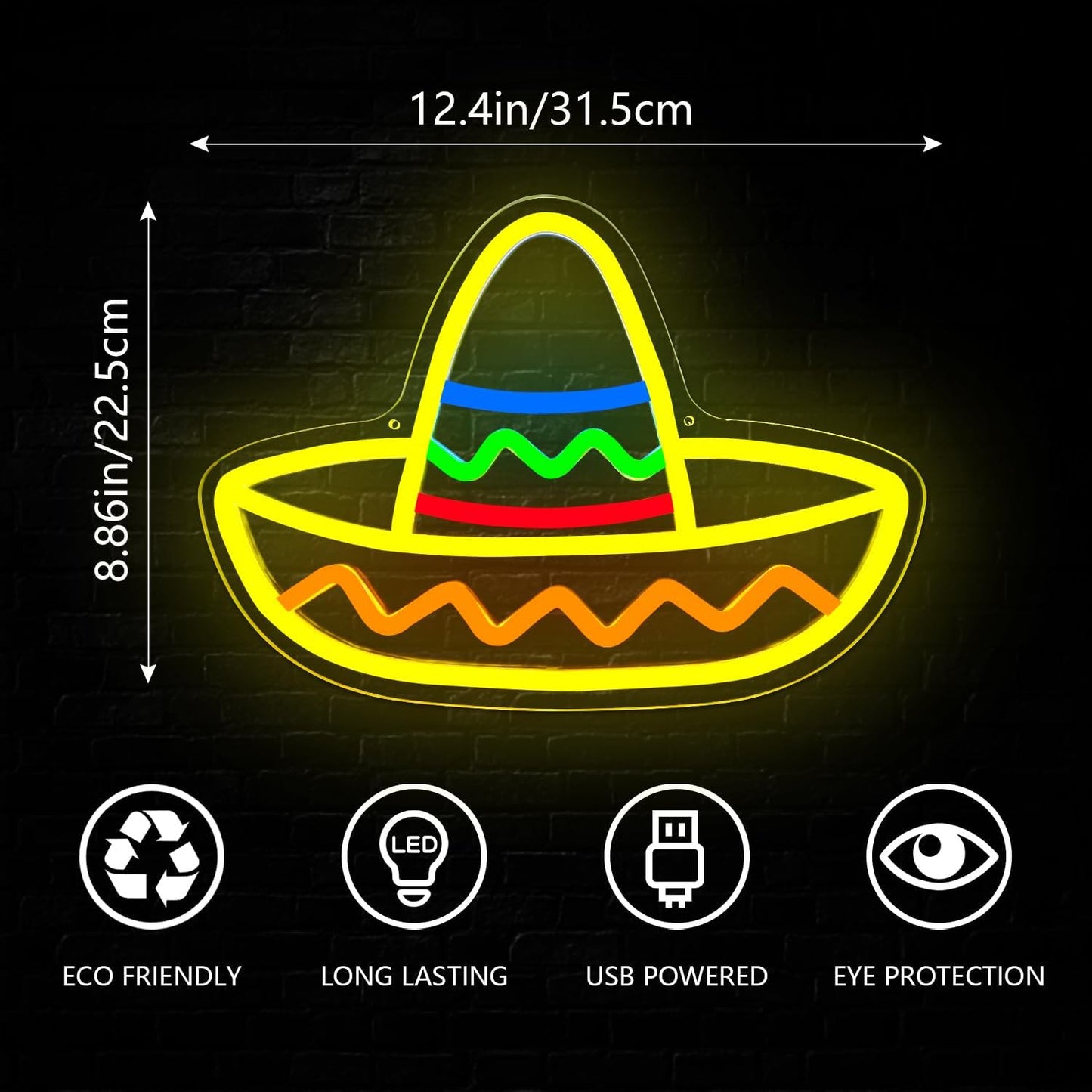Bolero hat neon sign – Stylish LED wall light for bar, party, or fashion decor