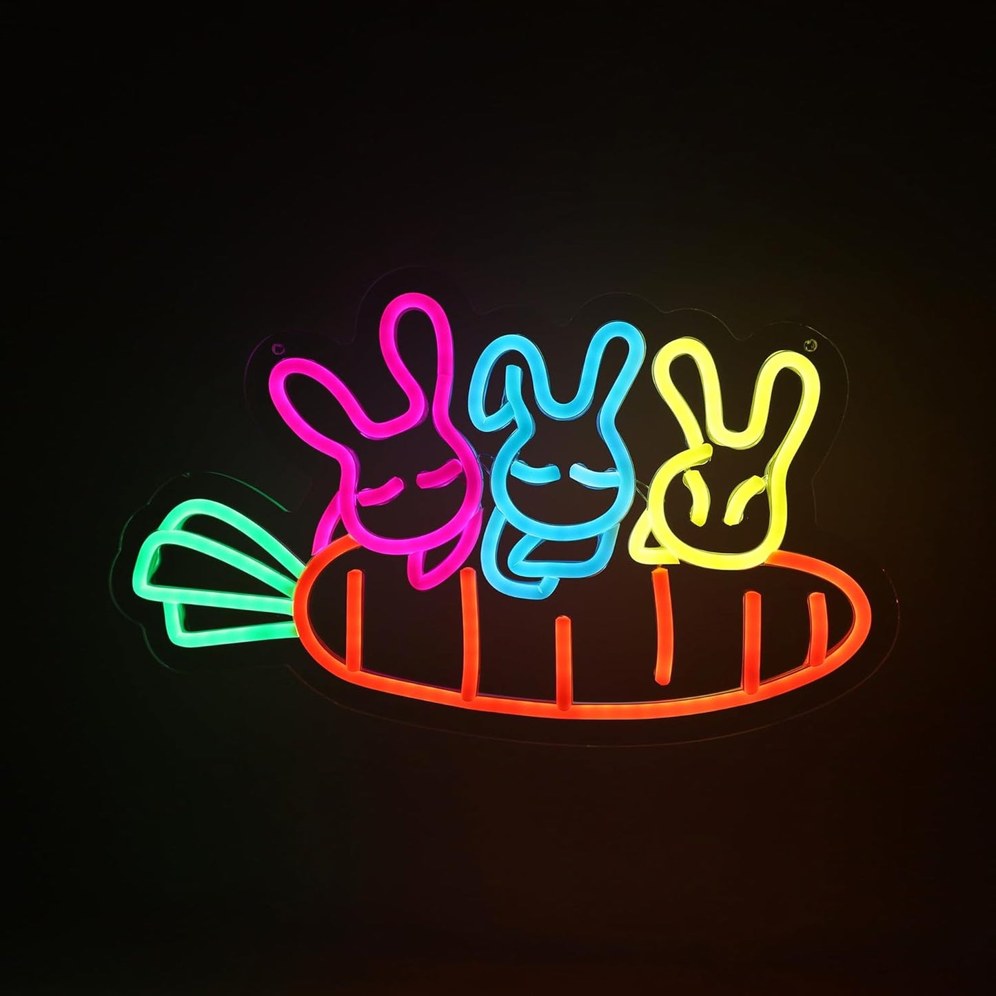 Carrot with Bunnies Neon Sign – Cute Bunny Decor for Kids Room