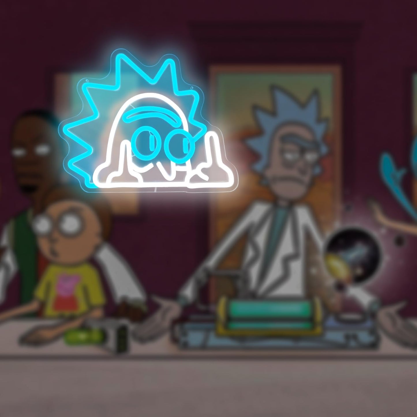 LED neon sign featuring a cartoon-style character with spiky hair showing two middle fingers, perfect for bold room decor