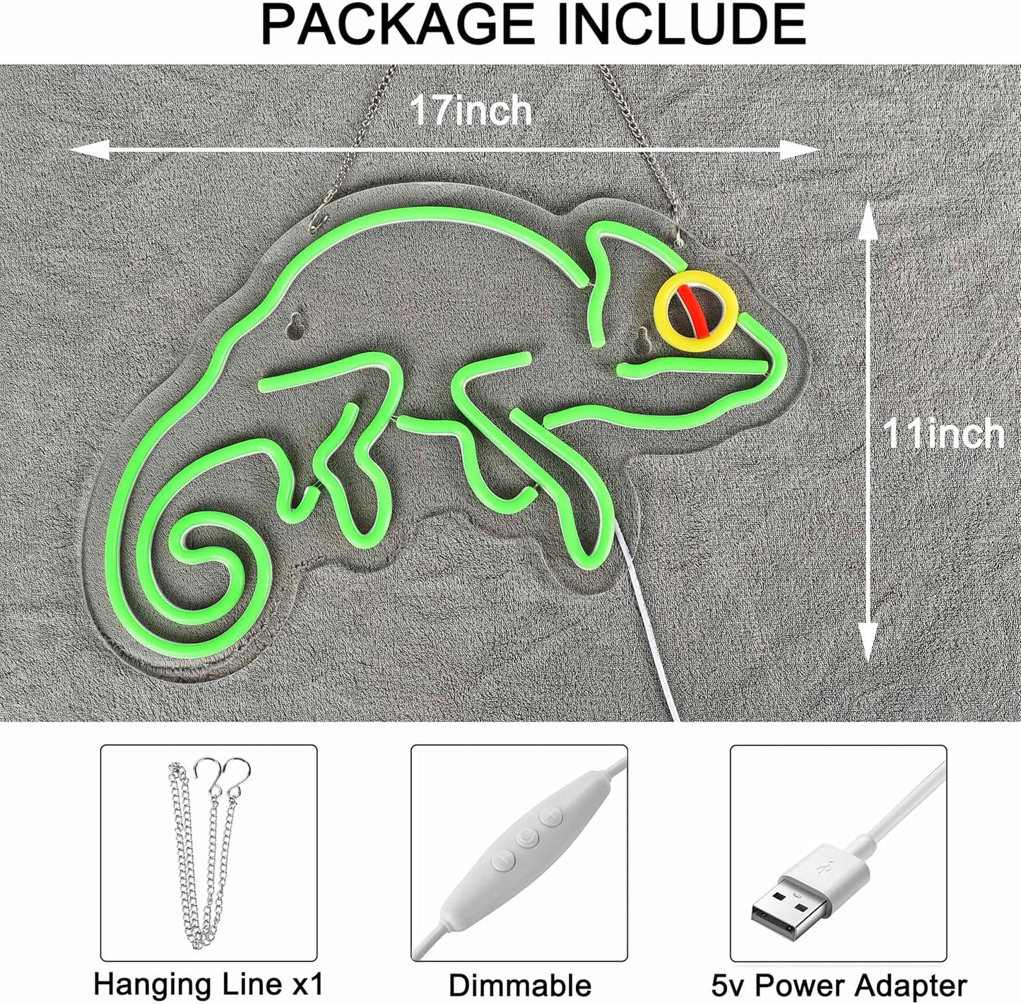 Chameleon Neon Sign – Colorful LED Wall Light for Home or Bar