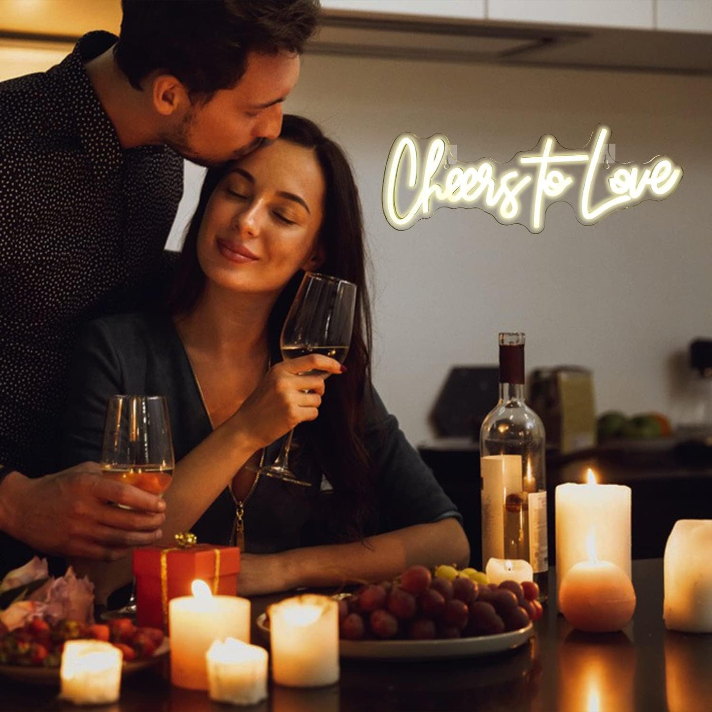 Cheer to Love Neon Sign โ Romantic LED Wall Light for Bar, Wedding & Home Decor - Deen neon