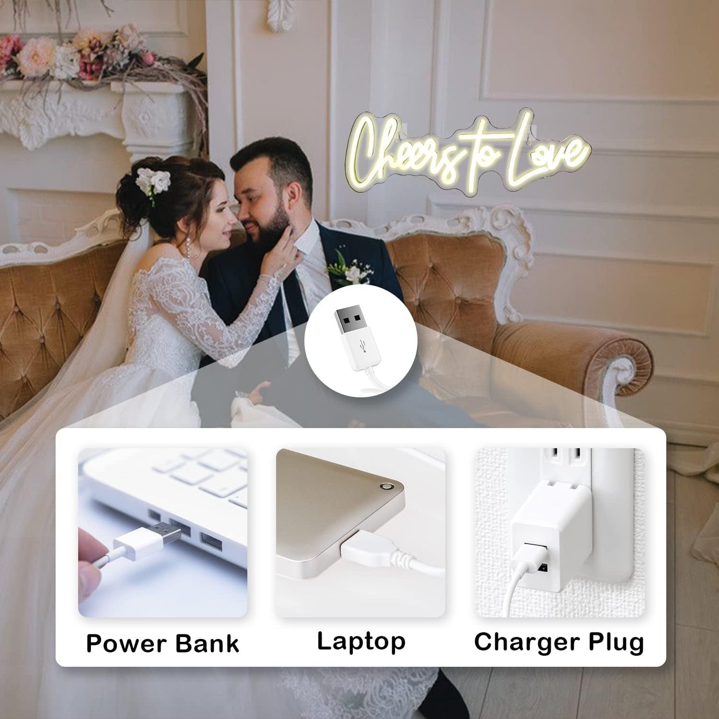 Cheer to Love Neon Sign โ Romantic LED Wall Light for Bar, Wedding & Home Decor - Deen neon