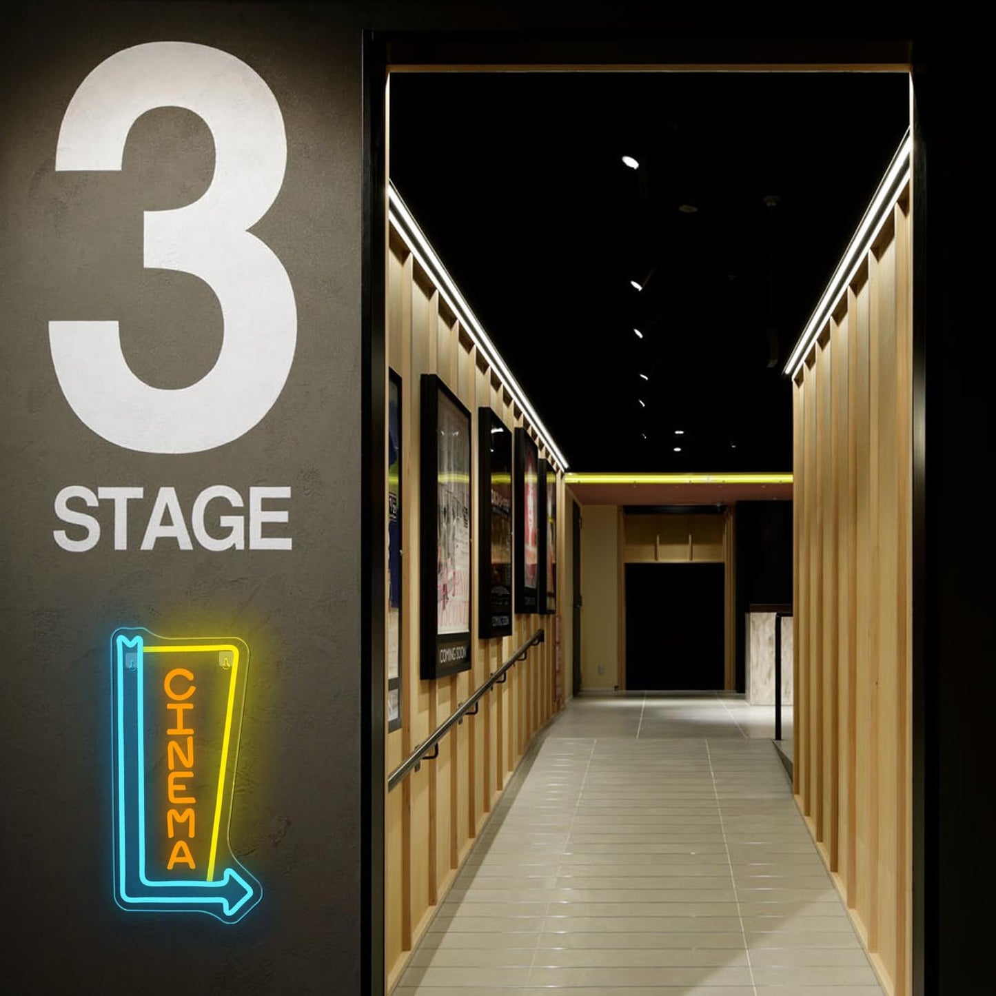 Cinema Arrow Neon Sign – Retro LED Movie Room Light