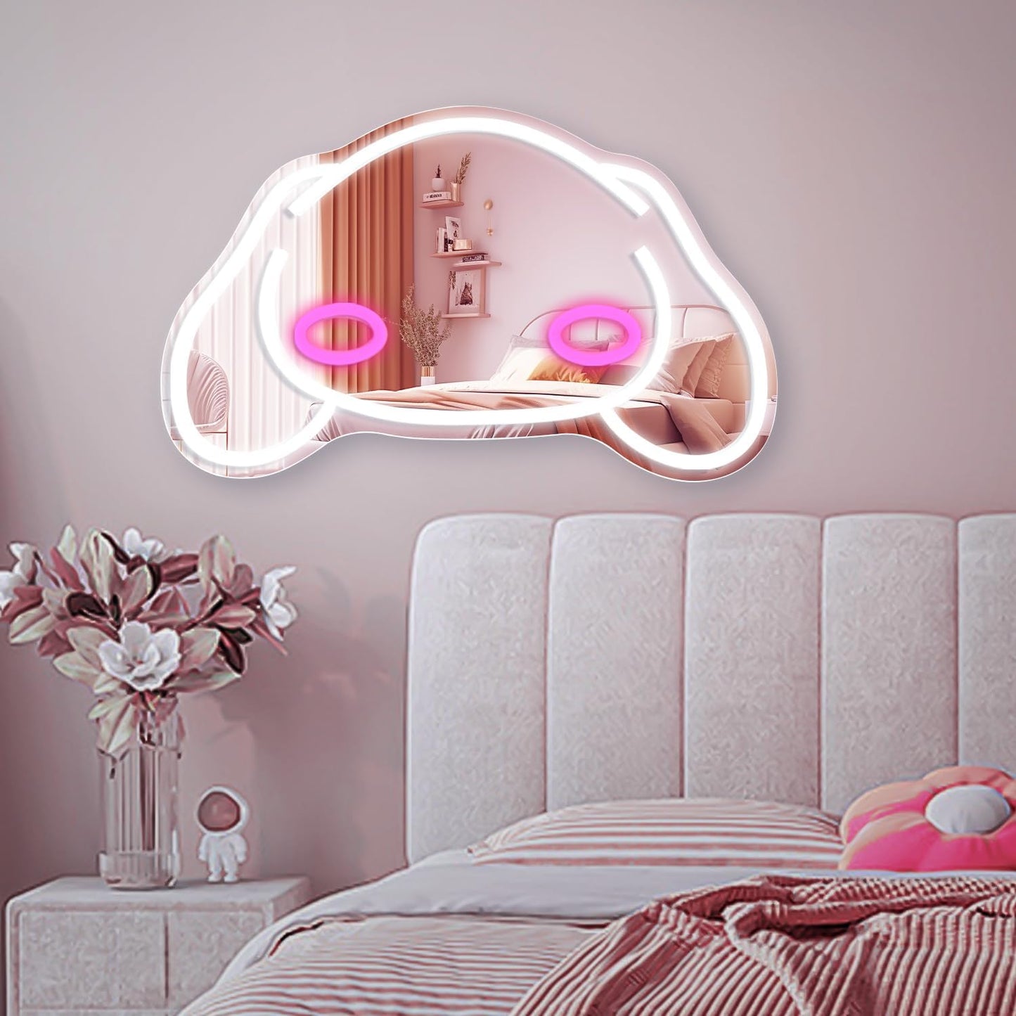 Cute Cinnamoroll neon mirror with LED glowing outline