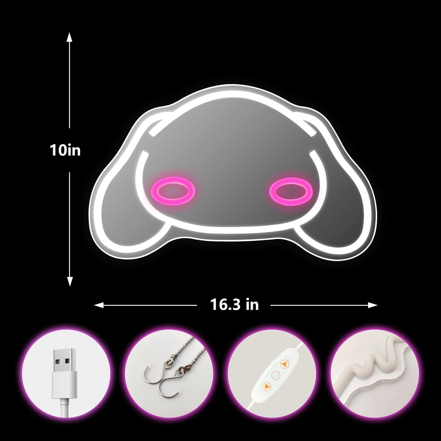 Cute Cinnamoroll neon mirror with LED glowing outline