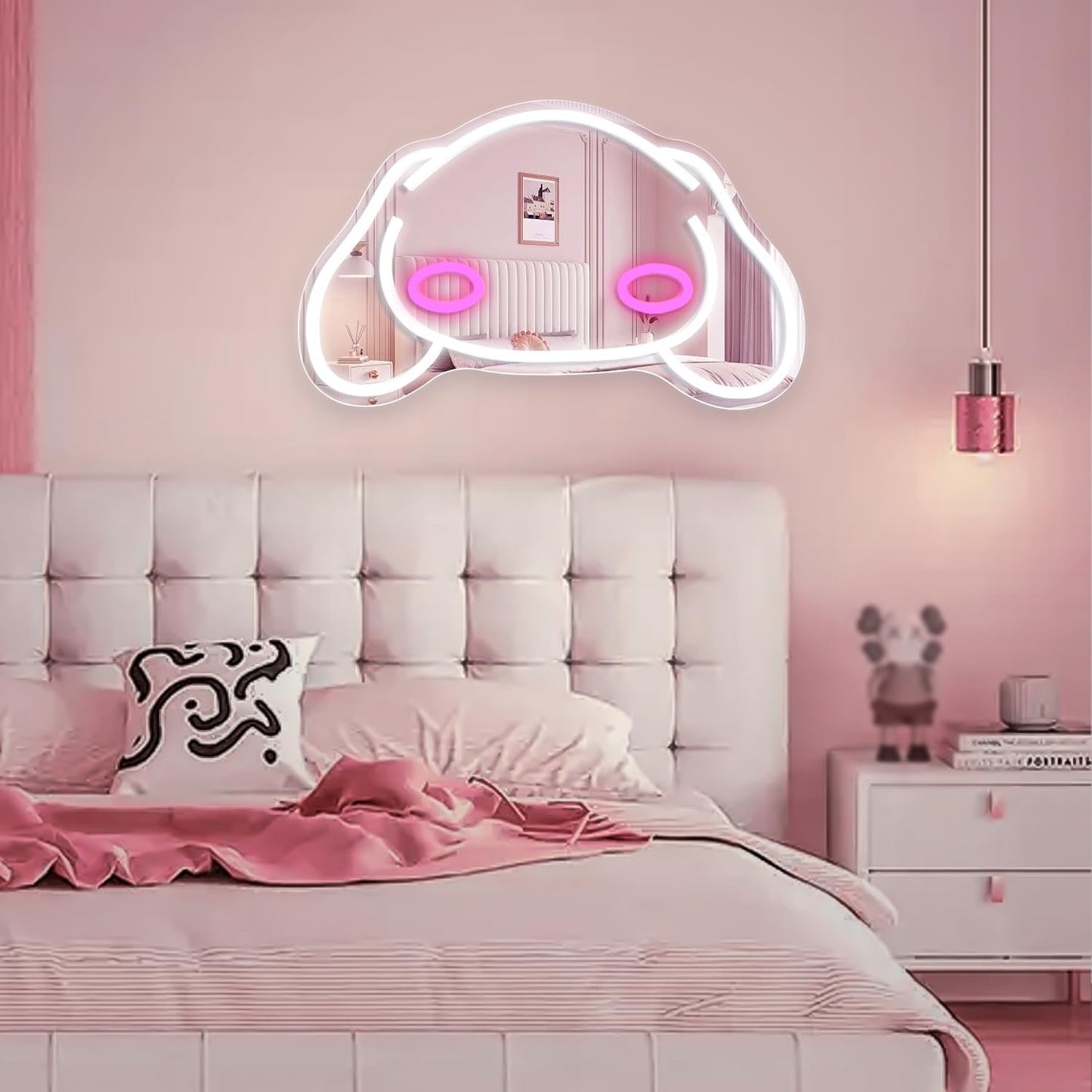 Cute Cinnamoroll neon mirror with LED glowing outline