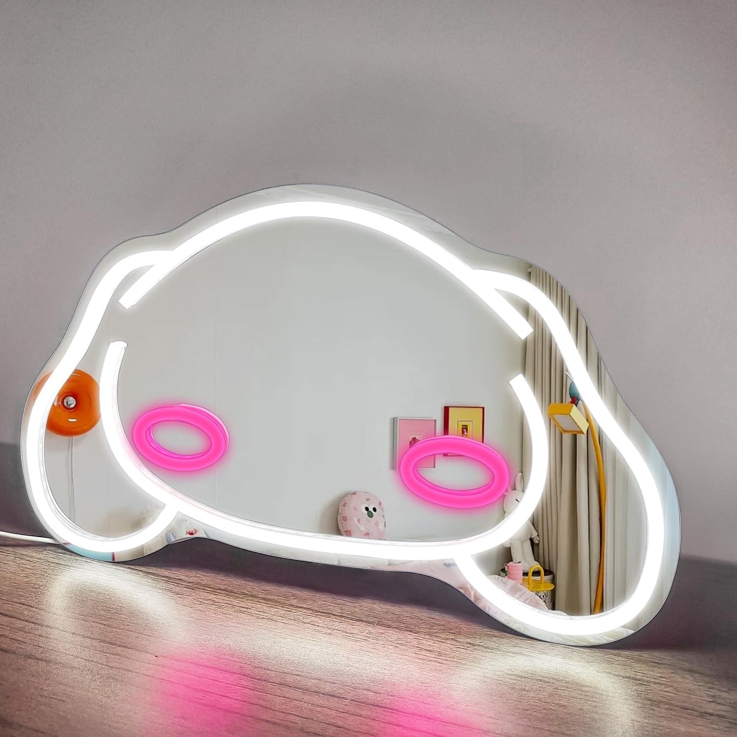 Cute Cinnamoroll neon mirror with LED glowing outline