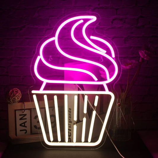Colorful Cupcake Neon Sign - LED Wall Light for Bakery, Coffee Shop & Party Decor - Deen neon