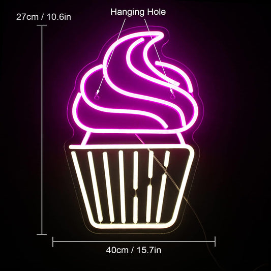 Colorful Cupcake Neon Sign - LED Wall Light for Bakery, Coffee Shop & Party Decor - Deen neon
