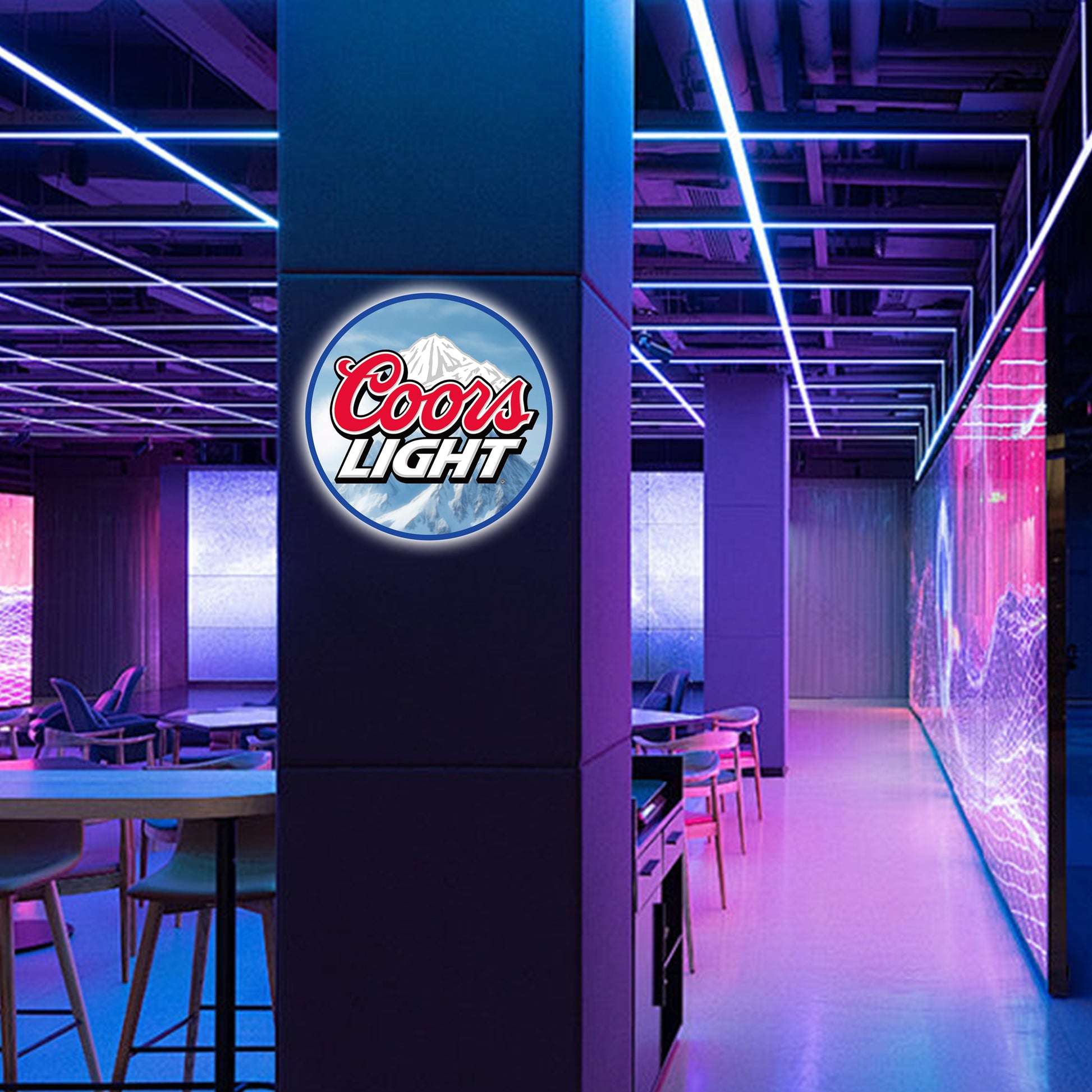 Coors Light round LED neon sign for home bar and man cave wall décor