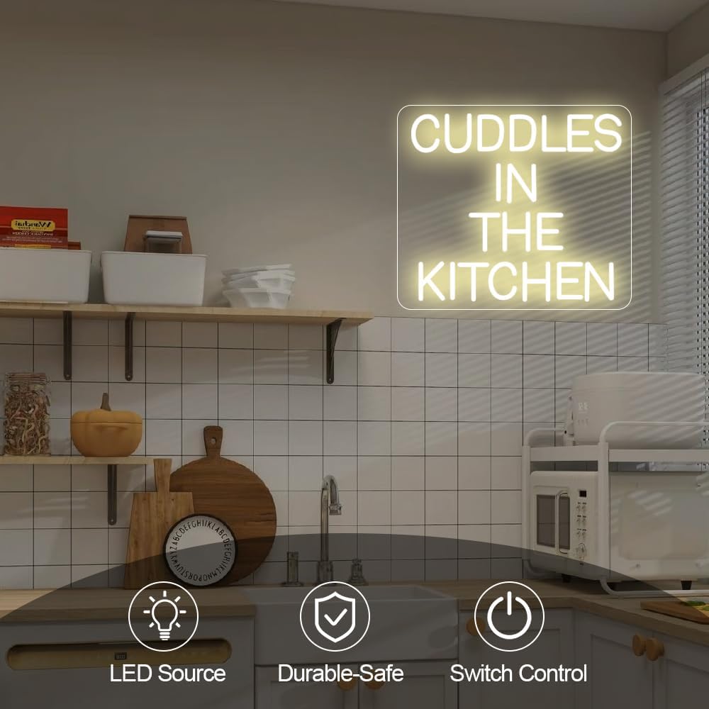 Cuddles in the Kitchen Neon Sign – Romantic LED Light for Cozy Home Vibes